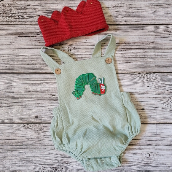The Very Hungry Caterpillar First Second Birthday Cake Smash Romper Crown Set - Picture 8 of 16